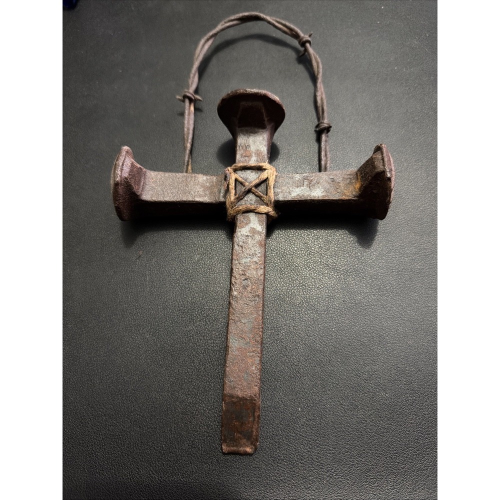 Hoyt's Unique Creations Handmade Railroad Spike Cross With Barbed Wire Hanging!